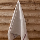 Linen towel with ethnic ribbon trim